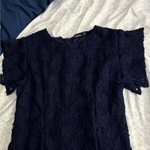 Boohoo Navy Floral Lace Dress
